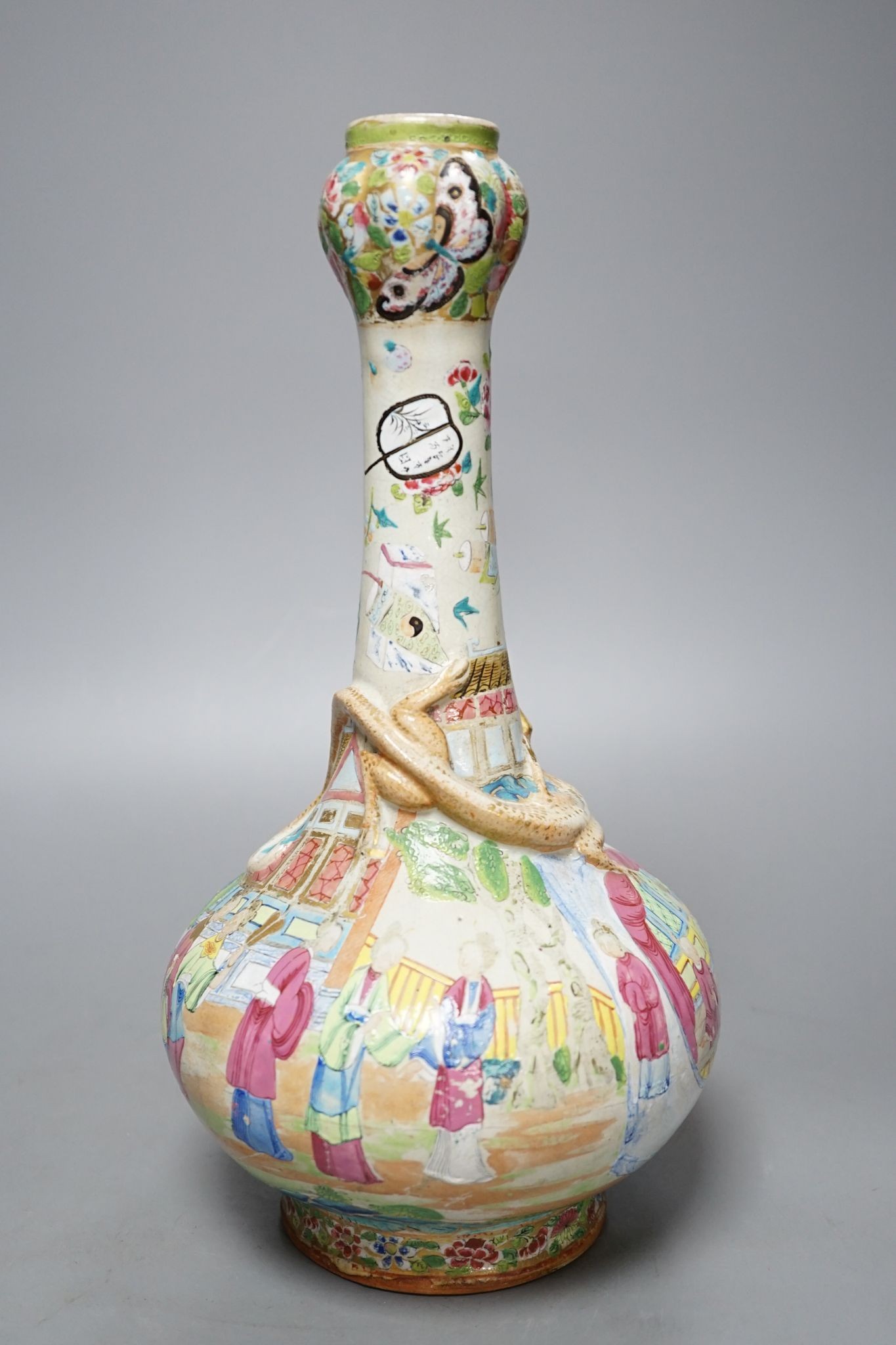 A late 19th century famille rose vase, 34cm